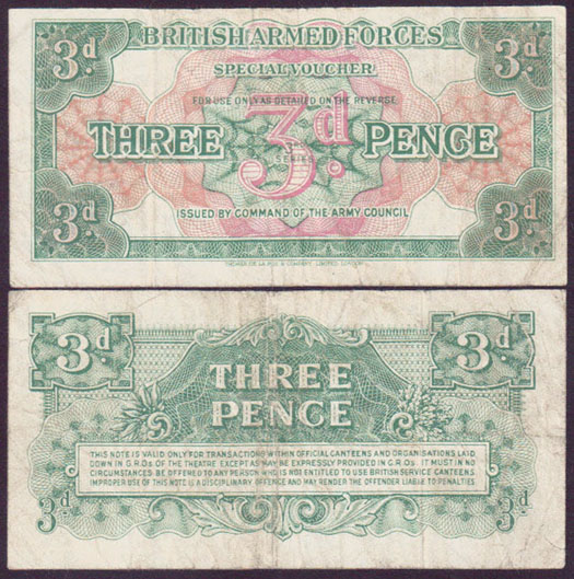 1956 British Armed Forces 3 Pence (Fine)
